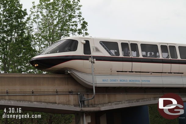 Monorail Black passing overhead.