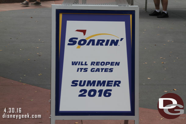 Soarin was closed during my trip.