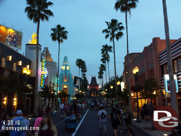 Hollywood Blvd at 8:04pm  Great to see the Chinese Theater again.