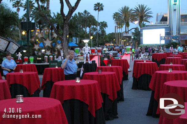 To the left of the last shot is a blocked off area for the dessert party each night.