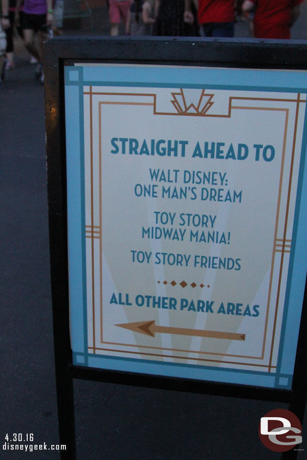 Some signs up to try and help guests navigate the park.  The back area is walled off.  