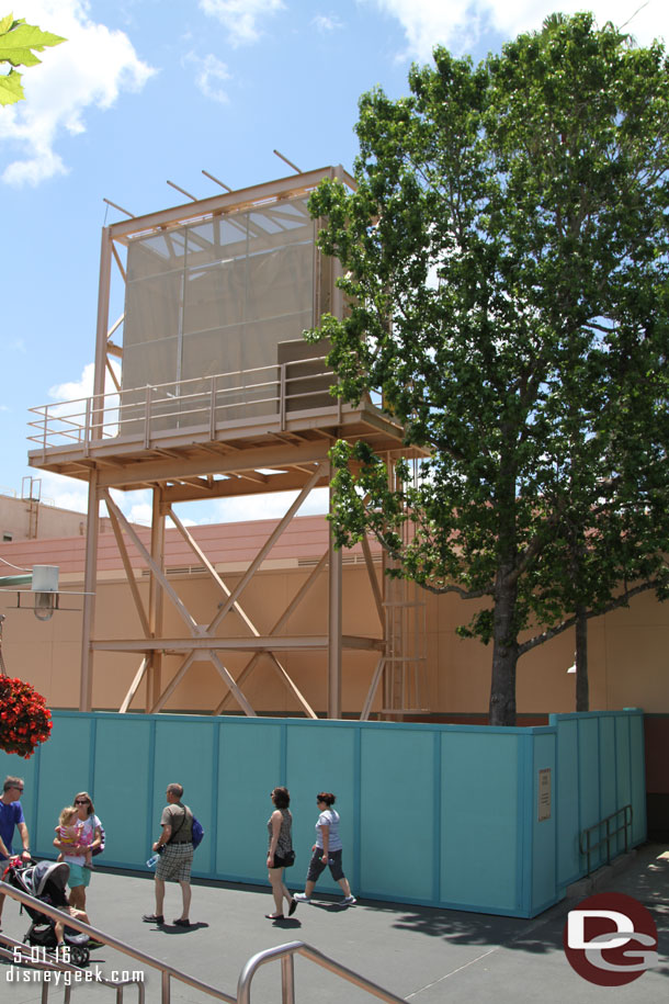 Walls up around this speaker tower.  Guessing it will be renovated for the new fireworks show.