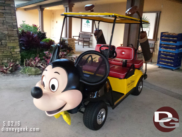 Started my morning off with a round of golf at Oak Trail.  The Mickey golf cart was in front of the club house.