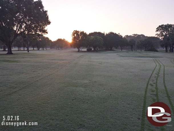 The sun just coming over the horizon around 7am.