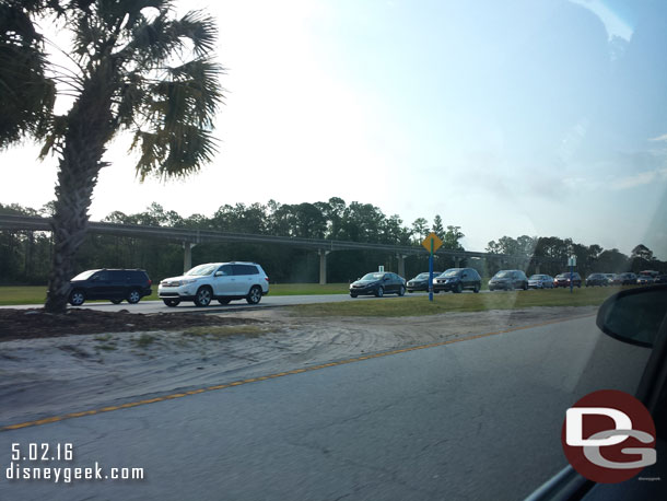 Traffic backed up to enter the Magic Kingdom, this was just before 9am.