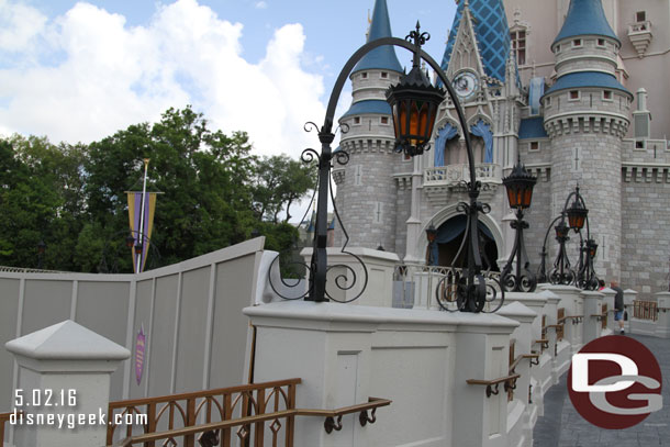 The walkways are now done (they were still being worked on in December) but the stage is now closed as it prepares for the new show premiering in June.