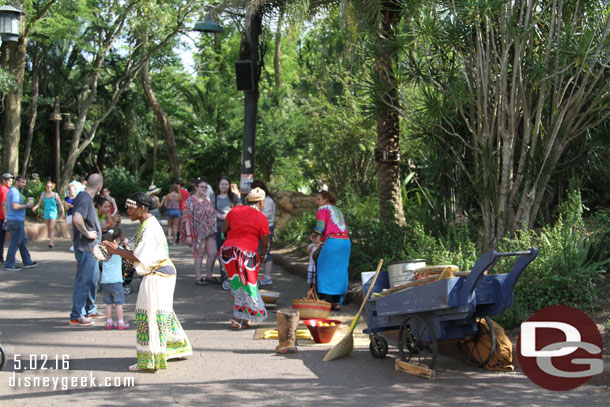 A trio out performing near the Harambe Market.