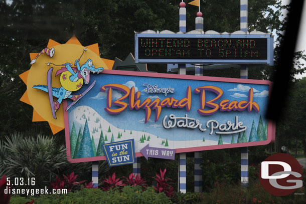 We were heading to the Animal Kingdom so that meant stopping at Blizzard Beach.  At least two families disembarked here today.