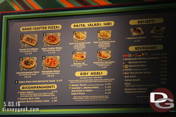 Stopped by Pizzafari to check the menu.