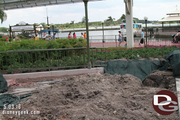 Arriving at the Magic Kingdom.  Hard to tell what is going on just before security they have this small area dug up.