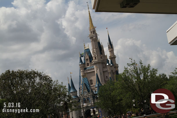 A crew working on the Castle this afternoon.