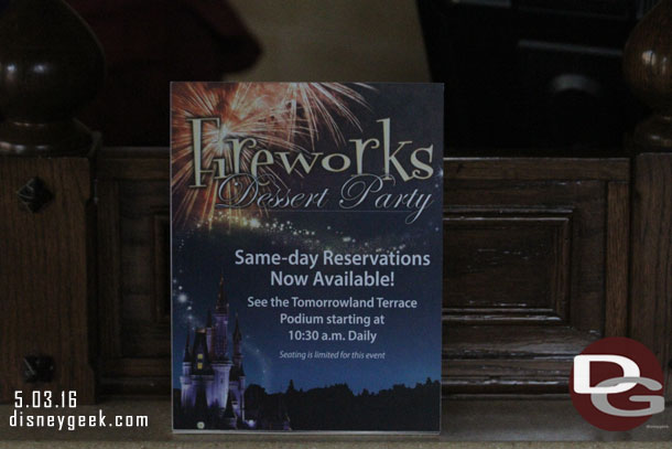 Returned to get a picture of the Fireworks Dessert Party sign.