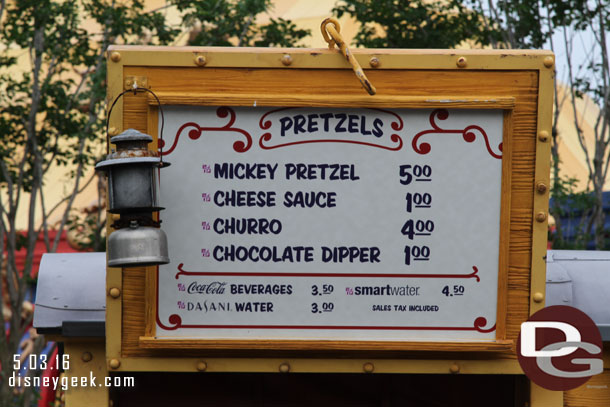 Pretzel cart pricing in Storybook Circus