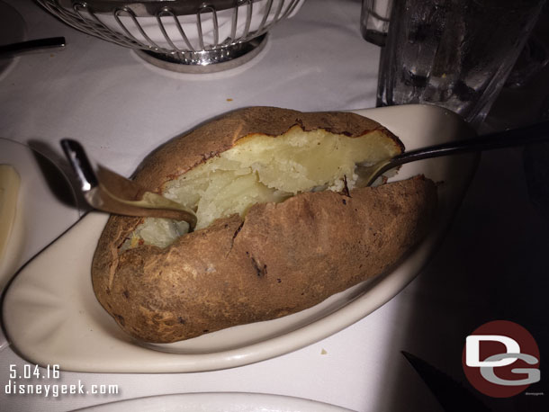 The sides are large.. here is the baked potato