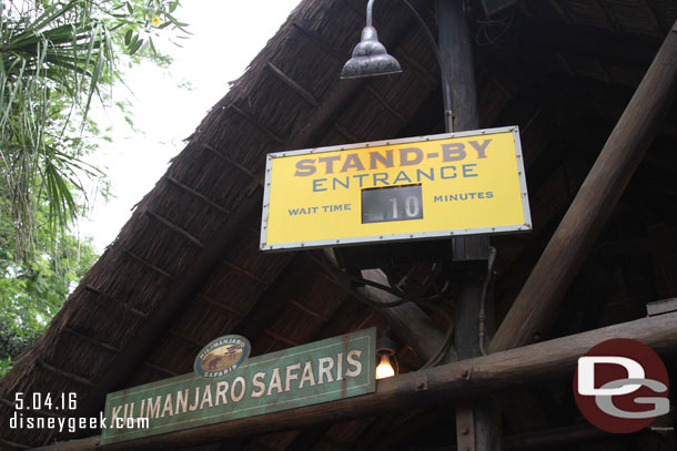 Only a 10 minute wait for the Safari so that was next on the agenda.  While walking the queue the rain started up again.