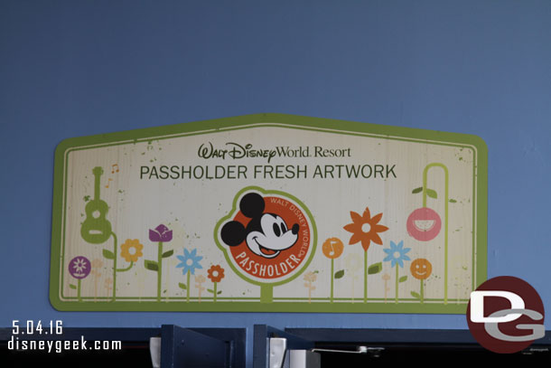 A sign on the other side of Innoventions for the AP artwork distribution.