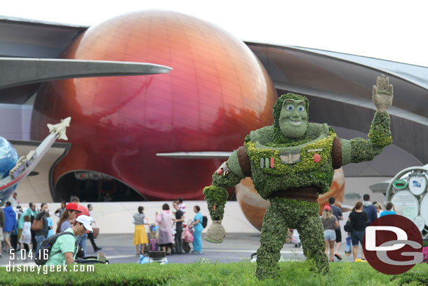 Buzz Lightyear in front of Mission Space