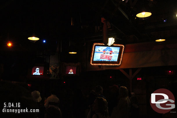 There seemed to be more TVs in the pre-show area.  Some had the regular pre-show others just showing static images.