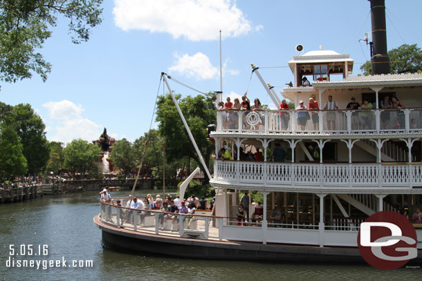 The Liberty Belle setting off for a cruise on the Rivers of America.  Our original plan was to go for a cruise but we took too long to walk out to Liberty Square and missed it.