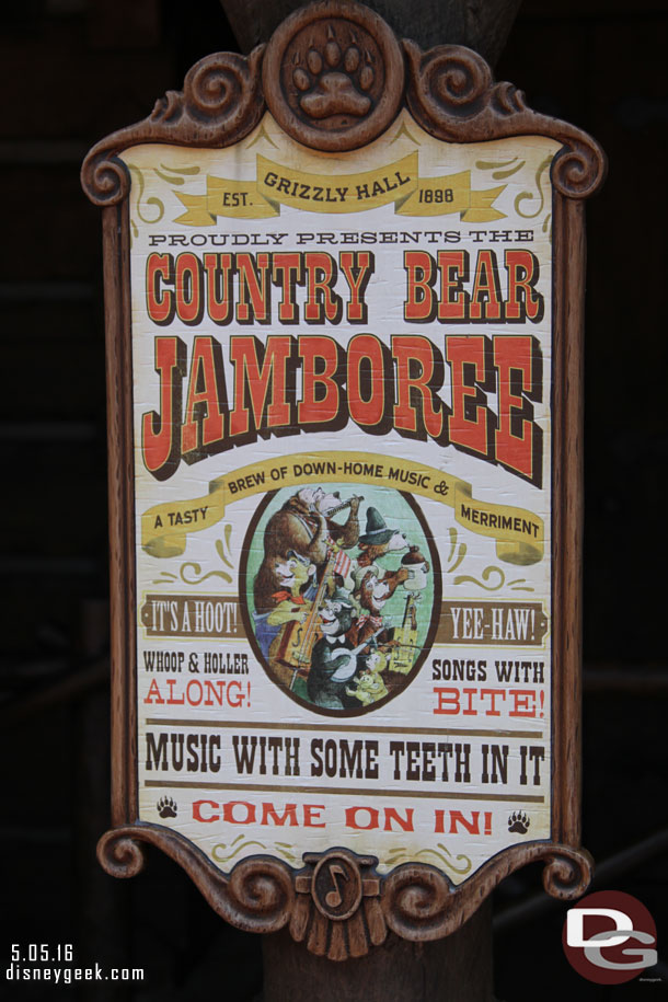 Headed for the Country Bear Jamboree.