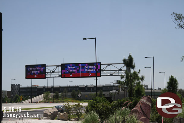 The new digital road signs over Buena Vista Drive were on this afternoon as we approached the area.  This is taken from the bus as we pulled out of Typhoon Lagoon.