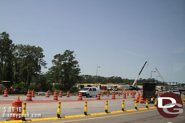 Of course to reach Disney Springs the bus had to go all the way around so that meant a left.  Here is a look at some of the ongoing construction as Buena Vista Drive is widened and bus lanes are added.