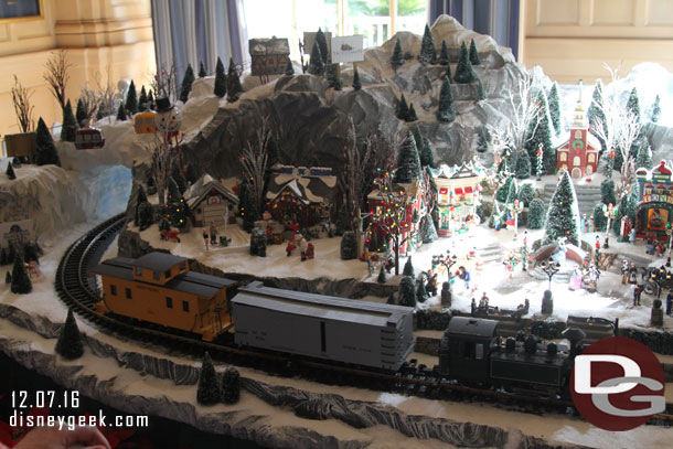 A train set in the Yacht Club lobby, as usual.