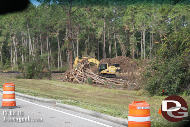 Tree clearing underway.