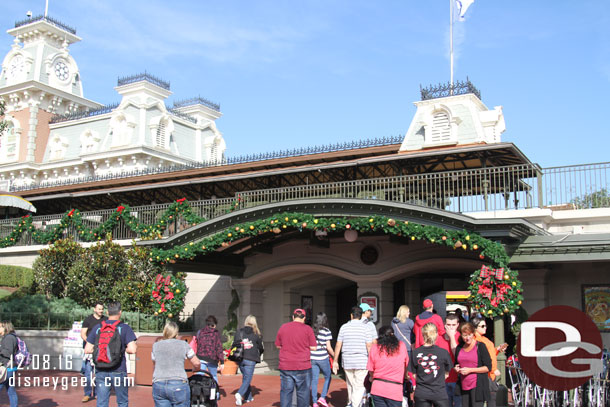 Stepping into the Magic Kingdom at 10:14am.  If you are curious on timing the picture from our room was at 9:43am, so about 30 minutes travel time from room to park this morning.