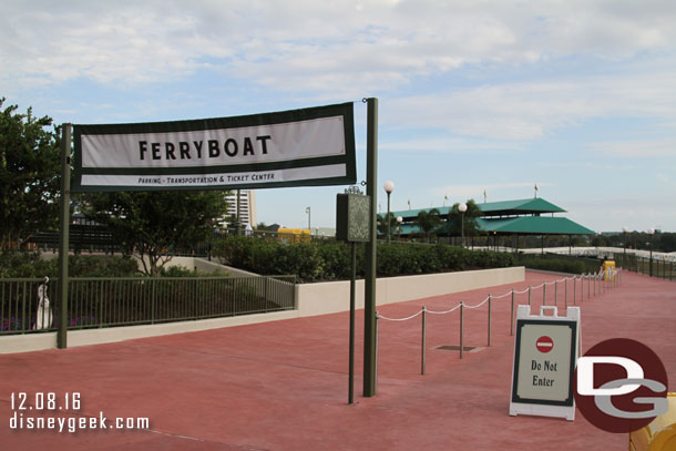 Temporary signage at the new Ferry Boat walkway.