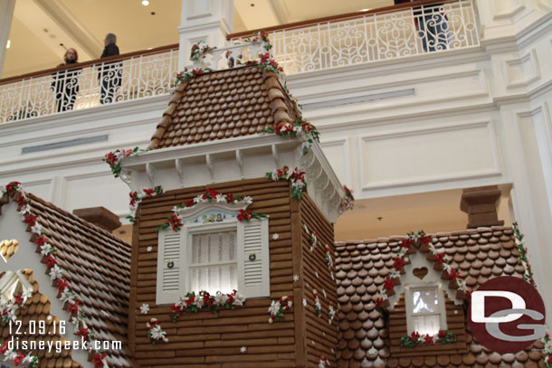 Walked around the gingerbread house before leaving.