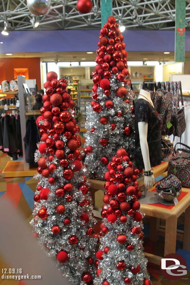 Christmas trees inside Bayview Gifts.