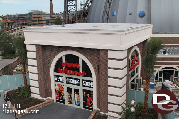 The front of Planet Hollywood is out from behind walls.