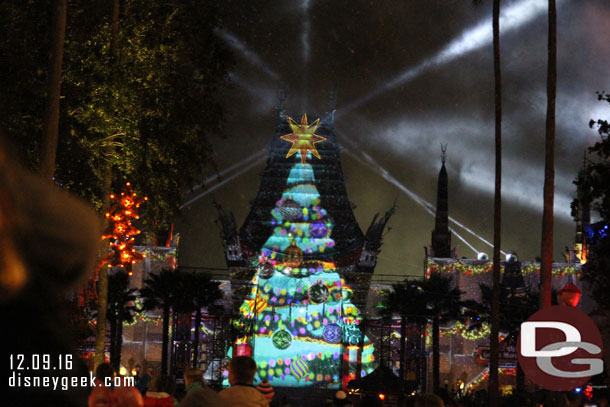 The final Christmas tree projection as the lights came back on.