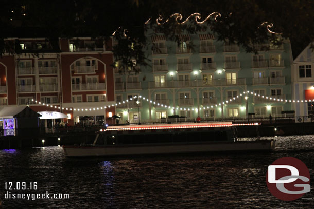 I was ahead of the Friendship Launch as I walked along the Boardwalk.  This launch was leaving the Studios lagoon as I set off walking.