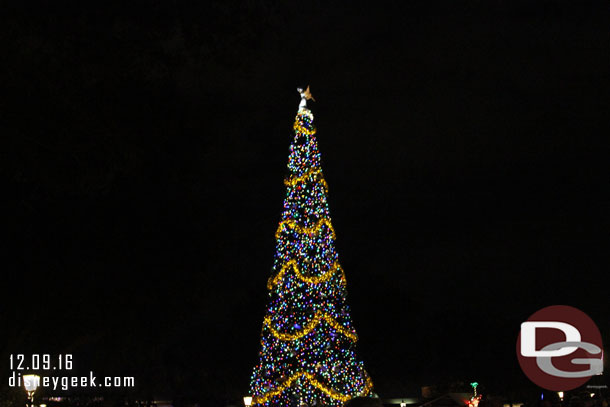 Passing by the Epcot Christmas tree at 9:46pm after the show.