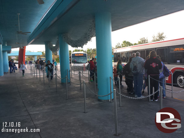 Just before 9am and the Art of Animation bus stop is not that busy.