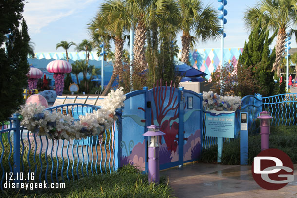 The pool gates received some Christmas decorations.