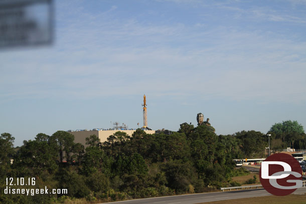 Arriving at the Animal Kingdom, one crane left in Pandora (it came down a week or so after my trip)