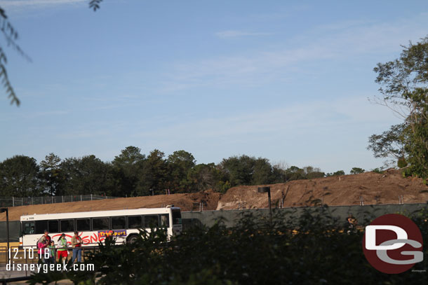 The new berm by the bus stop.