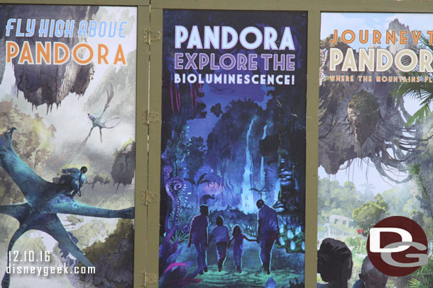 A closer look at the attraction posters on the wall.