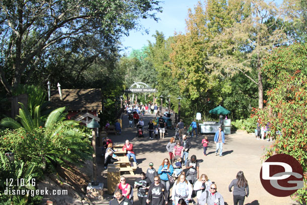 Looking back toward Discovery Island from the bridge of the Boneyard.