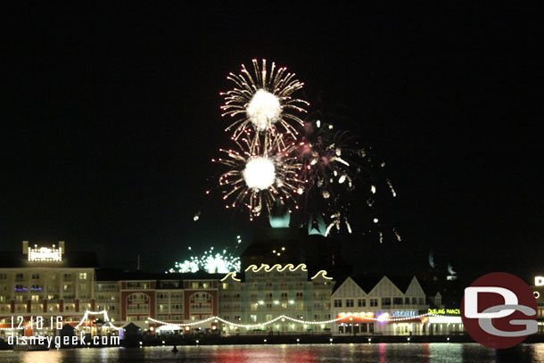 Jingle Bell, Jingle Bam fireworks as I walked toward Epcot.