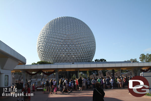 My destination was Epcot and I arrived just after 9am (it took almost 40 minutes to wait for the bus, load, and get through security this morning).