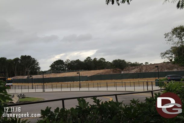 A look at the new berm taking shape between the Animal Kingdom bus stops and backstage.