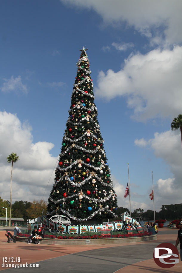 Leaving the park and heading for the boat.  A look at the Christmas tree.