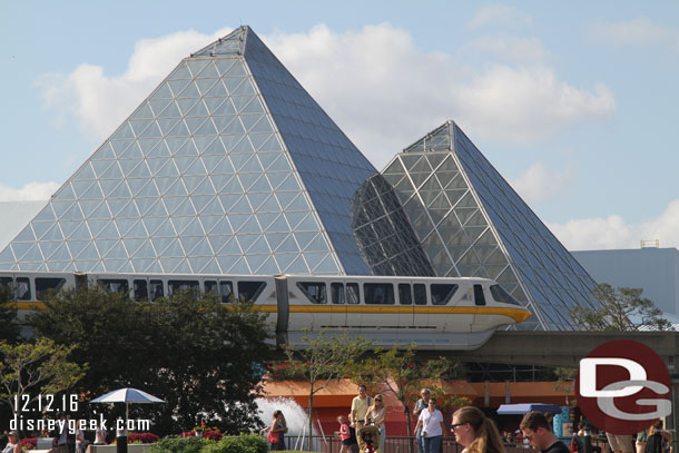 Monorail yellow passing by Imagination.