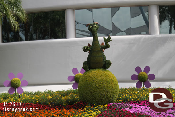 Figment near Spaceship Earth.   Just missed a Muppet Mobile Lab show at 10am.. 