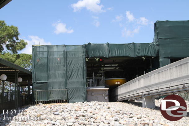 Renovation work continues at the Magic Kingdom Monorail Station.