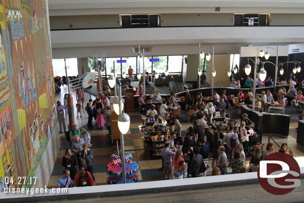 Looking down on the Contempo Cafe from the Monorail queue.